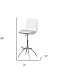 Set of Two Brown And Silver Faux Leather And Metal Low Back Adjustable Height Swivel Bar Chairs