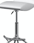 Set of Two Brown And Silver Faux Leather And Metal Low Back Adjustable Height Swivel Bar Chairs