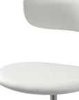 Set of Two White And Silver Faux Leather And Metal Low Back Adjustable Height Bar Chairs