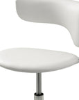 Set of Two White And Silver Faux Leather And Metal Low Back Adjustable Height Bar Chairs