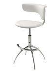 Set of Two White And Silver Faux Leather And Metal Low Back Adjustable Height Bar Chairs