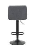 Set of Two Gray And Black Fabric And Metal Low Back Adjustable Height Bar Chairs
