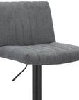Set of Two Gray And Black Fabric And Metal Low Back Adjustable Height Bar Chairs