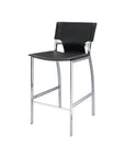 Set of Two 29" Gray And Silver Faux Leather And Metal Low Back Bar Height Bar Chairs