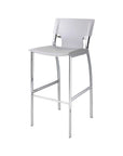 Set of Two 29" White And Silver Faux Leather And Metal Low Back Bar Height Bar Chairs