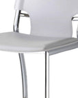 Set of Two 29" White And Silver Faux Leather And Metal Low Back Bar Height Bar Chairs