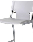 Set of Two 29" White And Silver Faux Leather And Metal Low Back Bar Height Bar Chairs