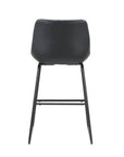 Set of Two Black Faux Leather And Metal Low Back Counter Height Bar Chairs