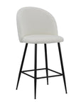 Set of Two 26" White And Black Fabric And Metal Low Back Counter Height Bar Chairs