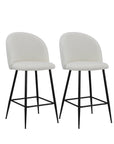 Set of Two 26" White And Black Fabric And Metal Low Back Counter Height Bar Chairs