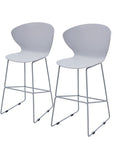 Set of Two 26" Gray Heavy Duty Plastic And Metal Low Back Counter Height Bar Chairs