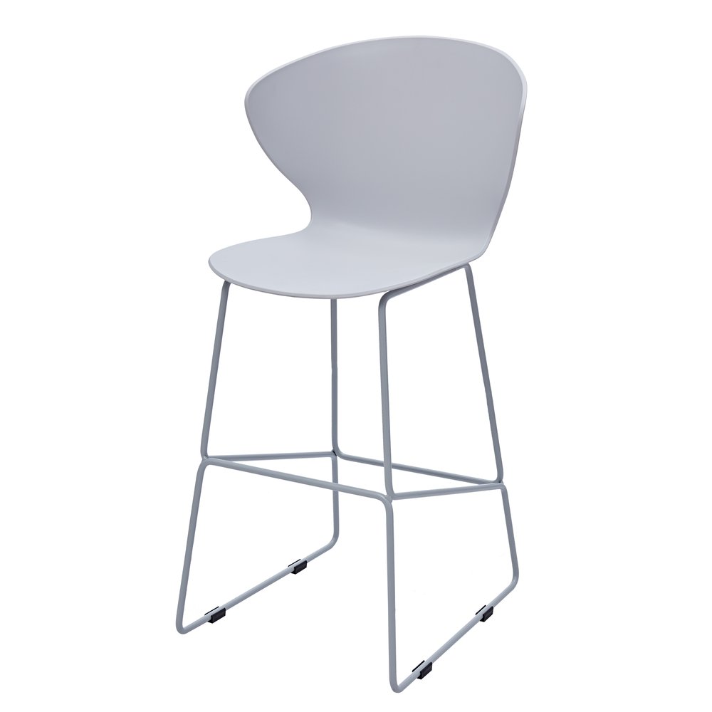 Set of Two 26" Gray Heavy Duty Plastic And Metal Low Back Counter Height Bar Chairs
