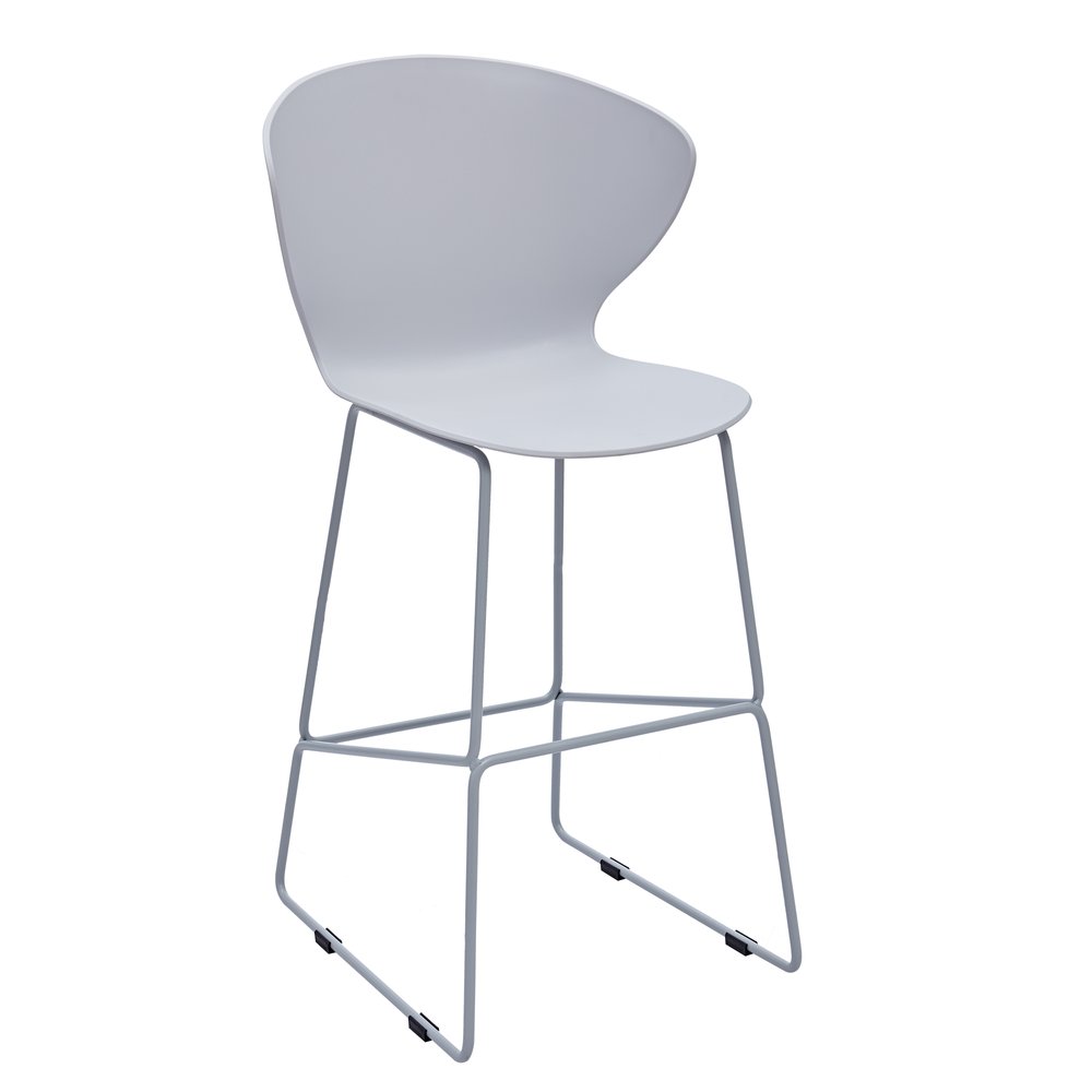 Set of Two 26" Gray Heavy Duty Plastic And Metal Low Back Counter Height Bar Chairs