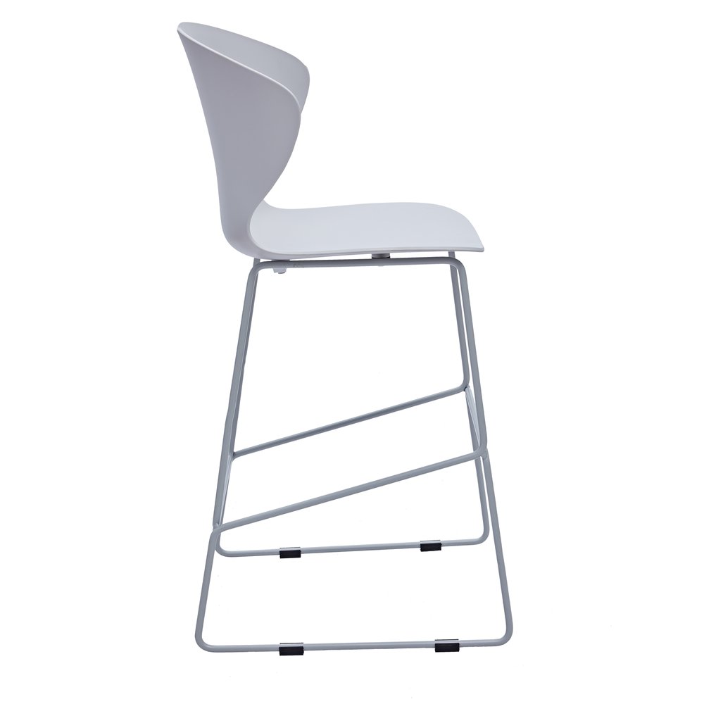Set of Two 26" Gray Heavy Duty Plastic And Metal Low Back Counter Height Bar Chairs