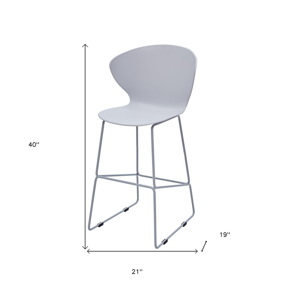 Set of Two 26" Gray Heavy Duty Plastic And Metal Low Back Counter Height Bar Chairs