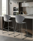 Set of Two 26" Gray Heavy Duty Plastic And Metal Low Back Counter Height Bar Chairs