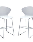 Set of Two 26" White And Silver Heavy Duty Plastic And Metal Low Back Counter Height Bar Chairs