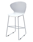 Set of Two 26" White And Silver Heavy Duty Plastic And Metal Low Back Counter Height Bar Chairs