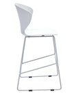 Set of Two 26" White And Silver Heavy Duty Plastic And Metal Low Back Counter Height Bar Chairs