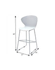 Set of Two 26" White And Silver Heavy Duty Plastic And Metal Low Back Counter Height Bar Chairs