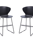 Set of Two 30" Black Heavy Duty Plastic And Metal Low Back Bar Height Bar Chairs