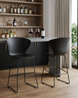 Set of Two 30" Black Heavy Duty Plastic And Metal Low Back Bar Height Bar Chairs