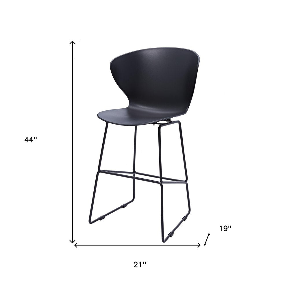 Set of Two 30" Black Heavy Duty Plastic And Metal Low Back Bar Height Bar Chairs