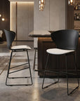 Set of Two 30" Black Heavy Duty Plastic And Metal Low Back Bar Height Bar Chairs