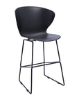 Set of Two 30" Black Heavy Duty Plastic And Metal Low Back Bar Height Bar Chairs