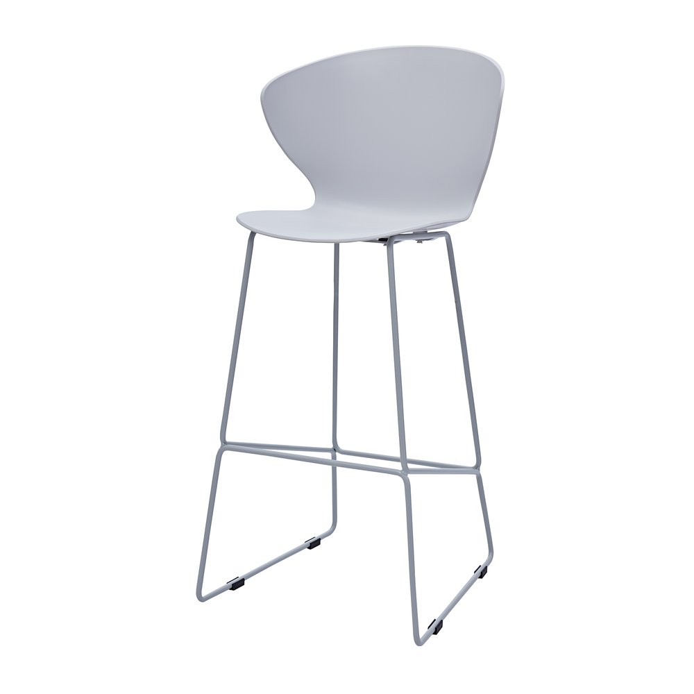 Set of Two 26" Gray Heavy Duty Plastic And Metal Low Back Counter Height Bar Chairs