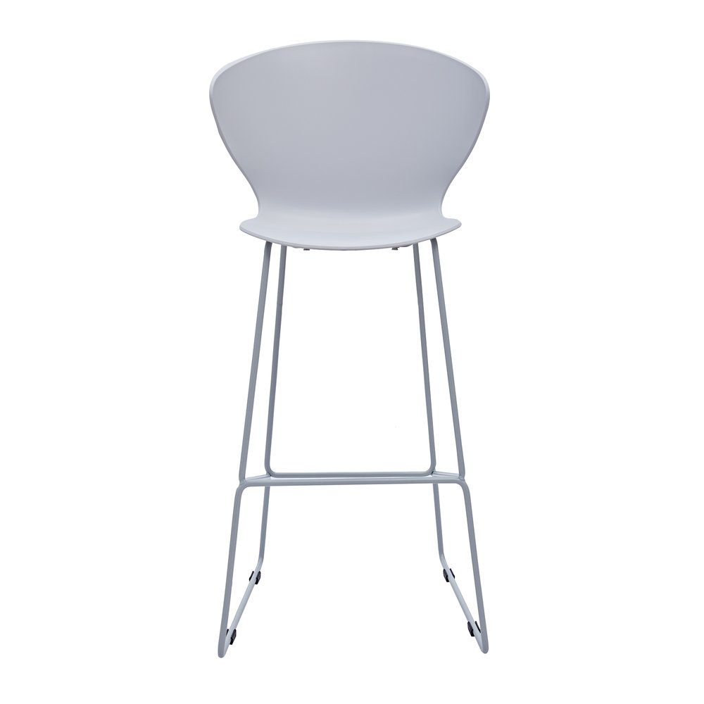 Set of Two 26" Gray Heavy Duty Plastic And Metal Low Back Counter Height Bar Chairs