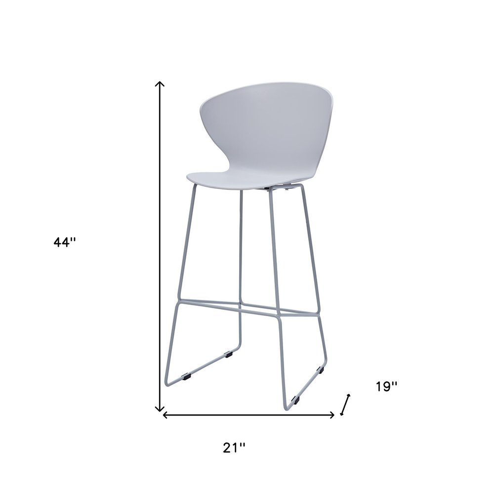 Set of Two 26" Gray Heavy Duty Plastic And Metal Low Back Counter Height Bar Chairs
