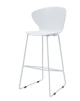 Set of Two 26" White And Silver Heavy Duty Plastic And Metal Low Back Counter Height Bar Chairs