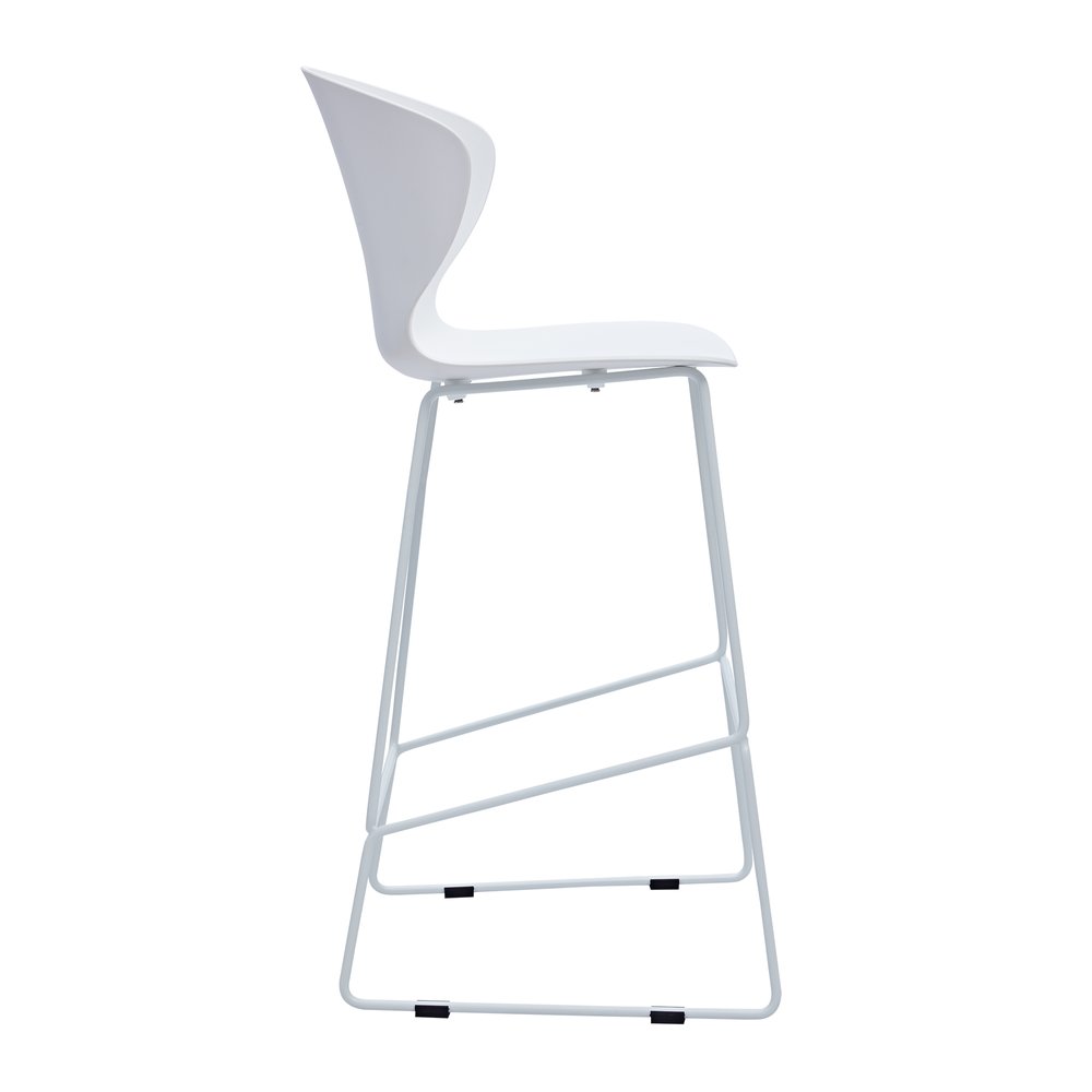 Set of Two 26" White And Silver Heavy Duty Plastic And Metal Low Back Counter Height Bar Chairs