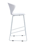 Set of Two 26" White And Silver Heavy Duty Plastic And Metal Low Back Counter Height Bar Chairs