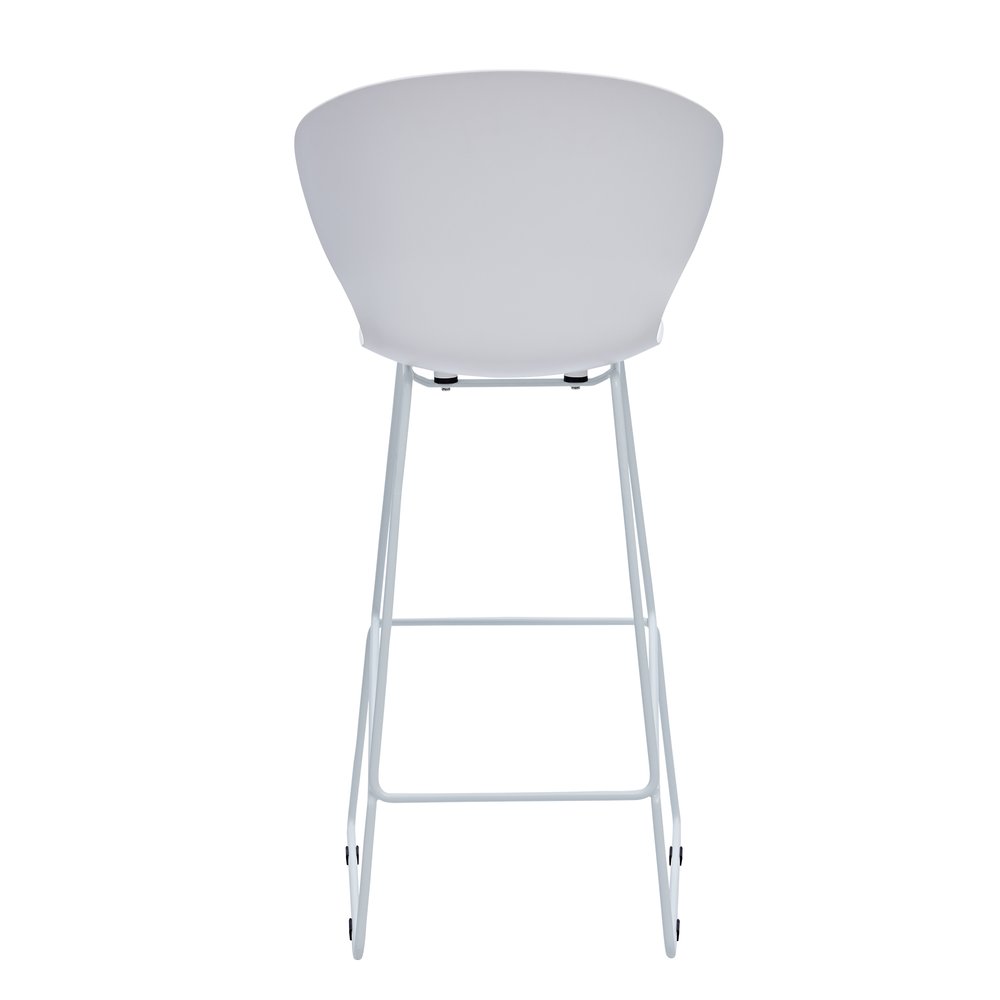 Set of Two 26" White And Silver Heavy Duty Plastic And Metal Low Back Counter Height Bar Chairs