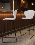 Set of Two 26" White And Silver Heavy Duty Plastic And Metal Low Back Counter Height Bar Chairs