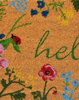 24" X 36" Natural and Green Coir Floral Hello Outdoor Door Mat