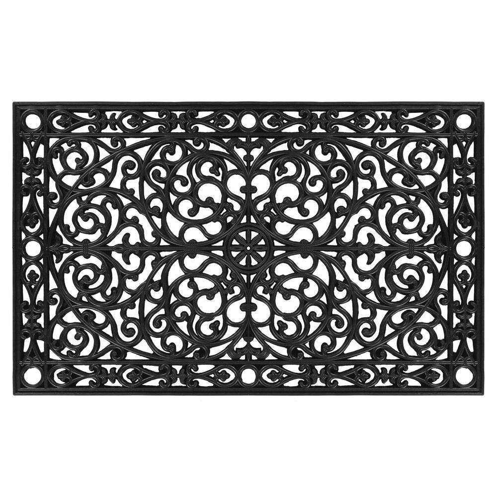24" X 48" Black Scrollwork Outdoor Rubber Door Mat
