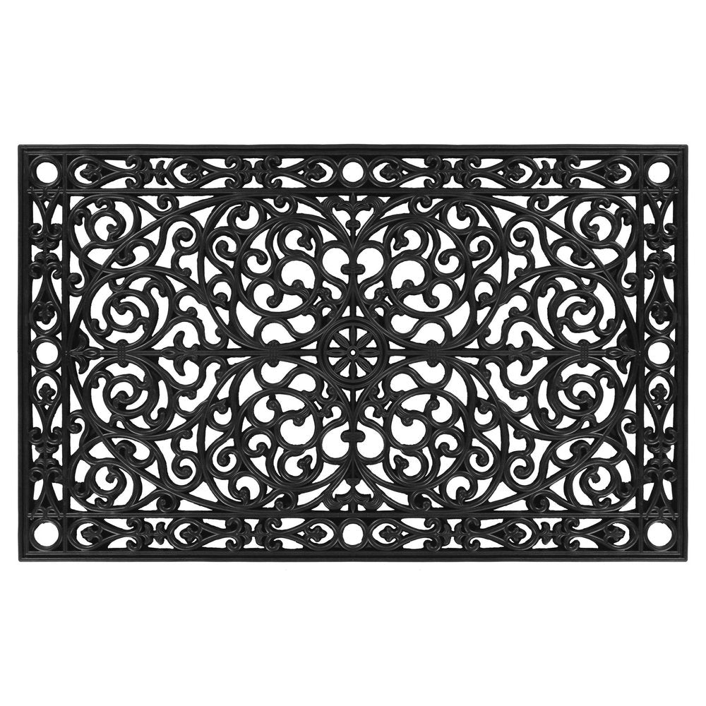 24" X 48" Black Scrollwork Outdoor Rubber Door Mat
