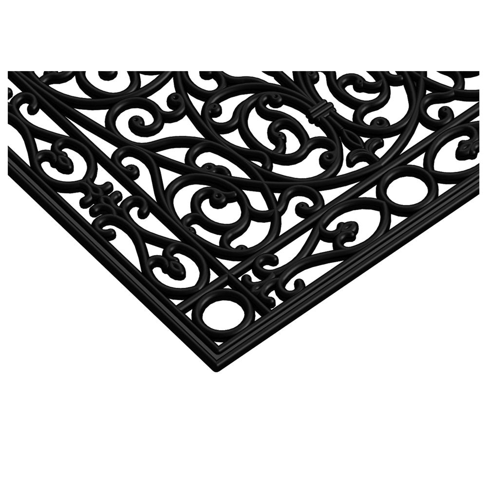 24" X 48" Black Scrollwork Outdoor Rubber Door Mat