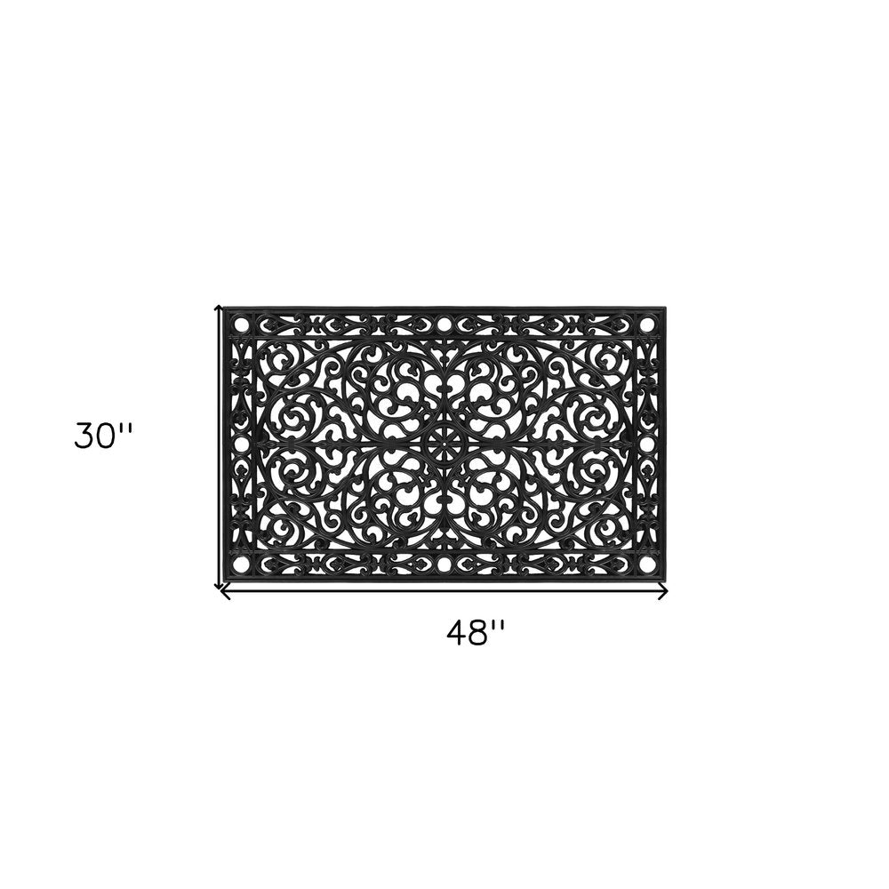 24" X 48" Black Scrollwork Outdoor Rubber Door Mat