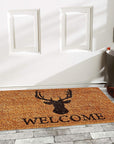 24" X 36" Natural and Black Coir Stag Welcome Outdoor Door Mat