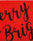 24" X 36" Red and Black Coir Merry and Bright Outdoor Christmas Door Mat