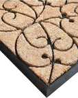 24" X 36" Natural and Black Coir Botanical Leaves Outdoor Door Mat