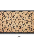 24" X 36" Natural and Black Coir Botanical Leaves Outdoor Door Mat