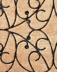 24" X 36" Natural and Black Coir Botanical Leaves Outdoor Door Mat