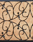 24" X 36" Natural and Black Coir Botanical Leaves Outdoor Door Mat