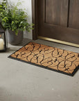 24" X 36" Natural and Black Coir Botanical Leaves Outdoor Door Mat