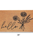 24" X 36" Natural and Black Coir Floral Hello Outdoor Door Mat